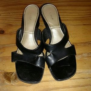 Black heeled sandals, size 5.5, Fioni